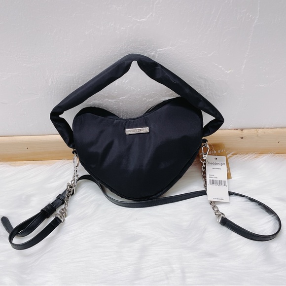 NWT Madden Girl Black Heart-Shaped Shoulder Bag - Picture 7 of 7